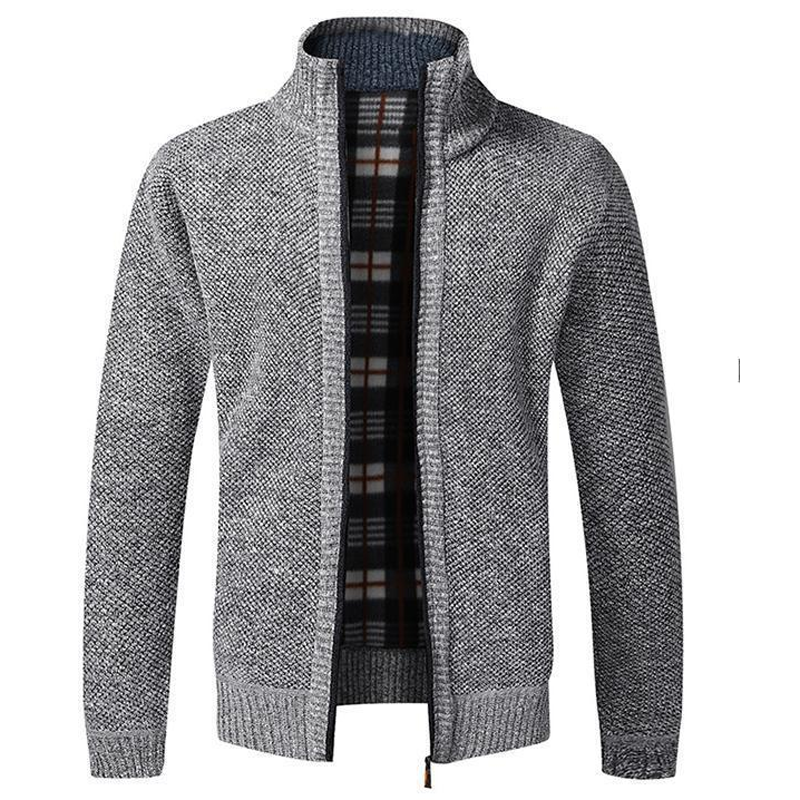 Men's autumn and winter stand collar zipper casual cardigan sweater jacket