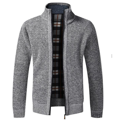 Men's autumn and winter stand collar zipper casual cardigan sweater jacket