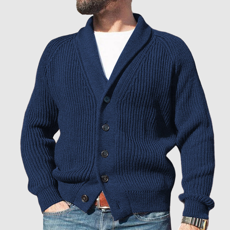 Men's Casual Breasted Lapel Long Sleeve Knit Cardigan