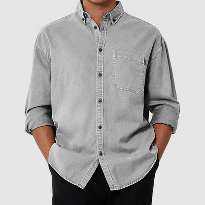 Men's Casual Premium Washed Cotton Pocket Shirt