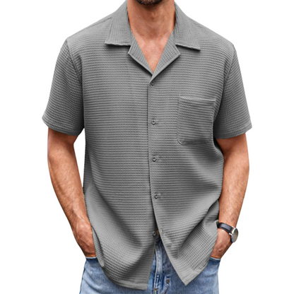 Men's Cotton Linen Casual Button Down Short Sleeve Shirt