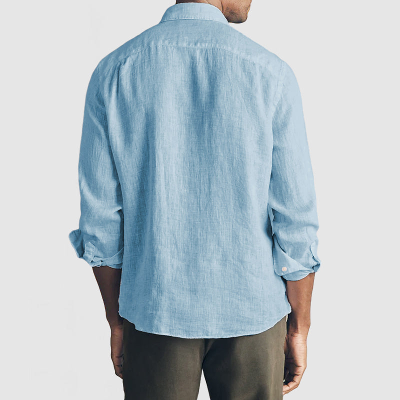 Gentleman's Casual Basic Cotton Linen Shirt