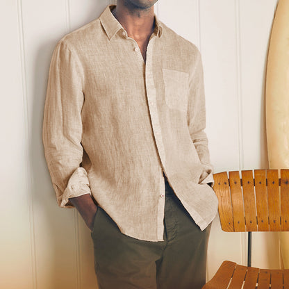 Gentleman's Casual Basic Cotton Linen Shirt