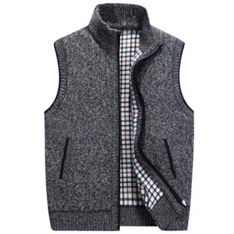 Men's autumn and winter stand collar knitted vest jacket