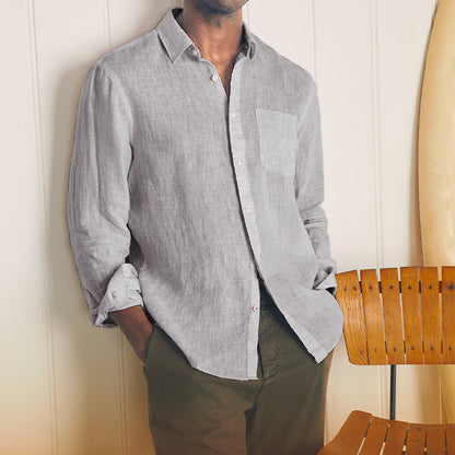 Gentleman's Casual Basic Cotton Linen Shirt