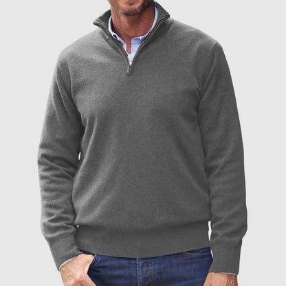 Men's Cashmere 1/4 Zipper Stand Collar Basic Sweater