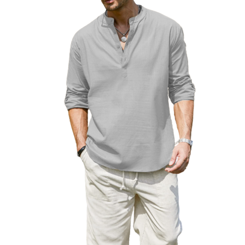 Men's  Cotton Linen Casual Long Sleeve Shirt