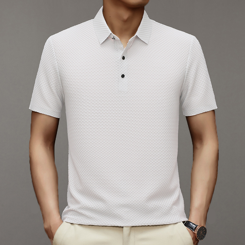 Men's short sleeve polo shirt simple solid color casual breathable top