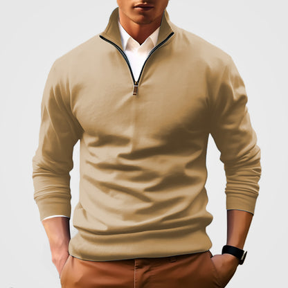 Men's Solid Color Casual Four Corner Zipper Cashmere Top