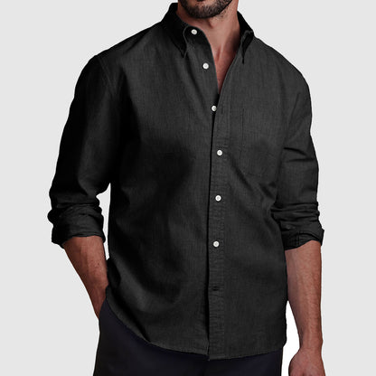 Men's Fashionable Cotton Casual Lapel Long Sleeve Shirt