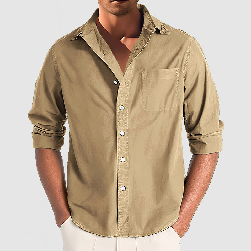 Men's Premium Cotton Basic Long Sleeve Shirt