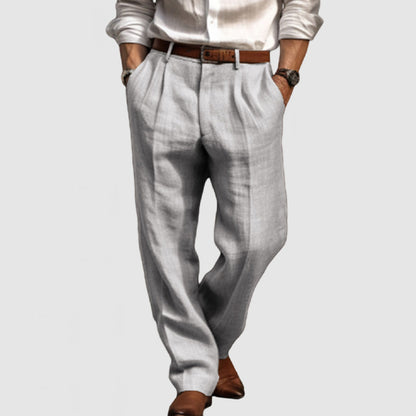 Gentleman's Casual Cotton Linen Straight Leg Pants