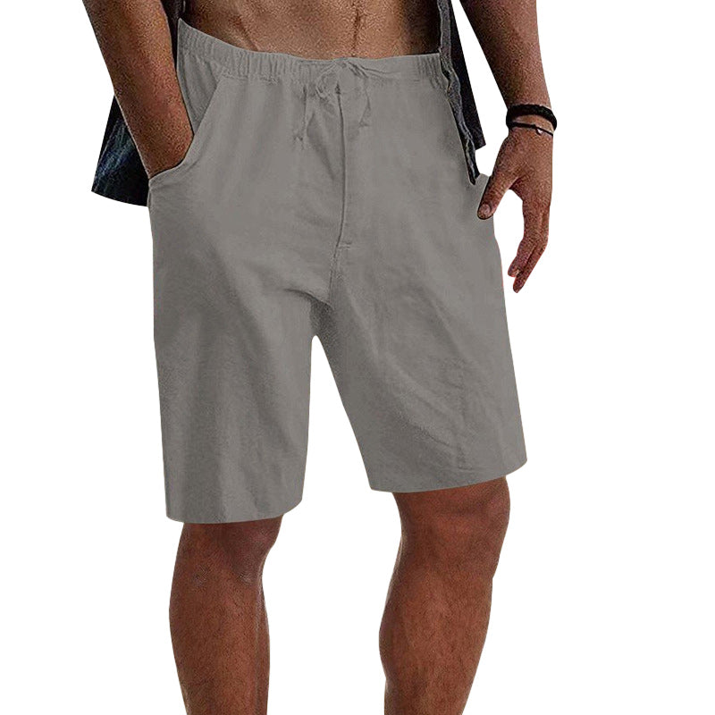 Men's Solid Color Cotton Linen Shorts Loose Outdoor Casual Pants