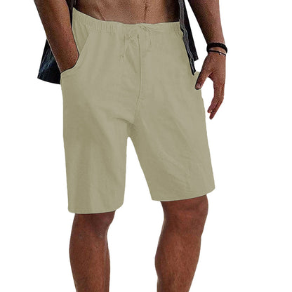 Men's Solid Color Cotton Linen Shorts Loose Outdoor Casual Pants