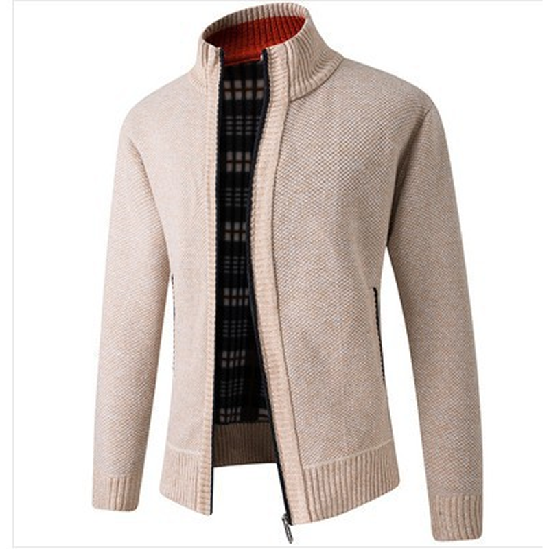 Men's autumn and winter stand collar zipper casual cardigan sweater jacket