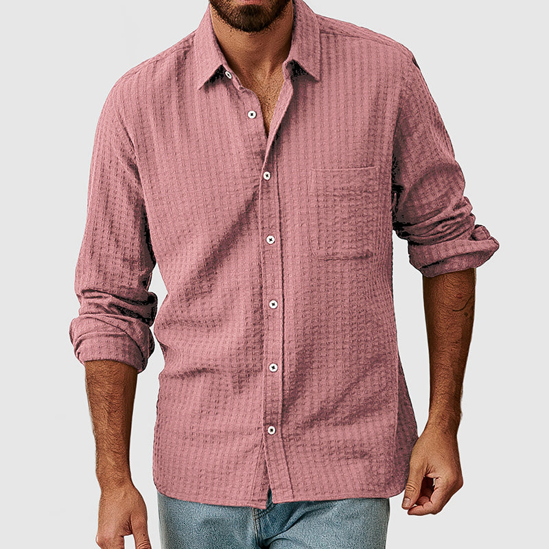 Men's Casual Basic Textured Cotton Shirt