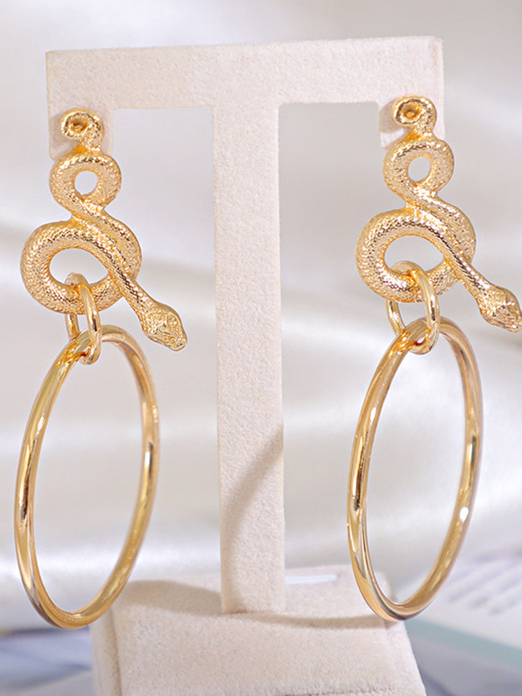 Women's Snake Decor Round Earrings