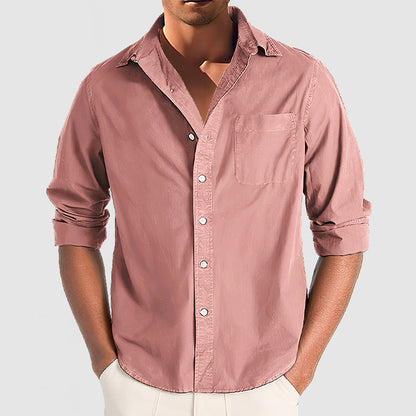 Men's Premium Cotton Basic Long Sleeve Shirt