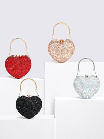 Women's Rhinestone Heart-Shaped Clutch