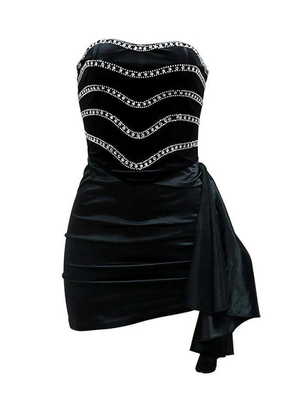 Women's Rhinestone Strapless Ruched Dress