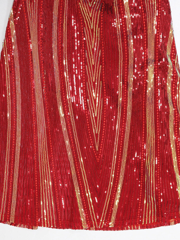 Women's One Shoulder Sequin Maxi Dress