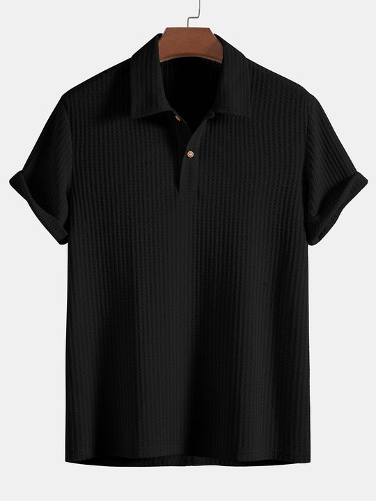 Men's Knitted Waffle Polo Shirt