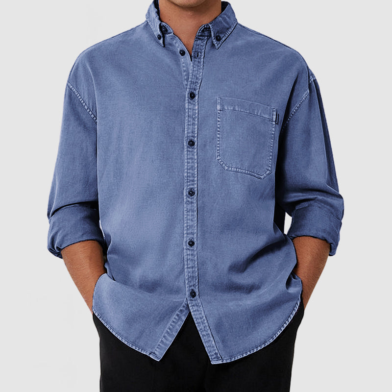 Men's Casual Premium Washed Cotton Pocket Shirt