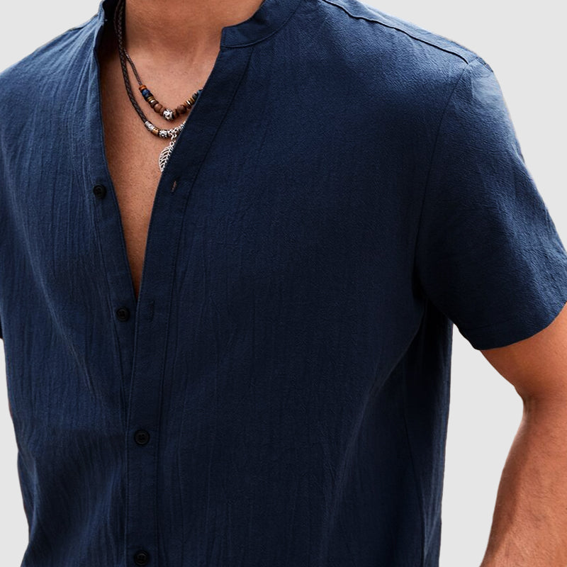 Men's Cotton Linen Short Sleeve Shirt