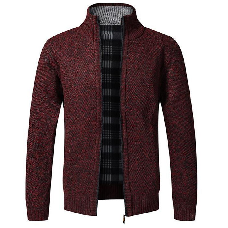 Men's autumn and winter stand collar zipper casual cardigan sweater jacket