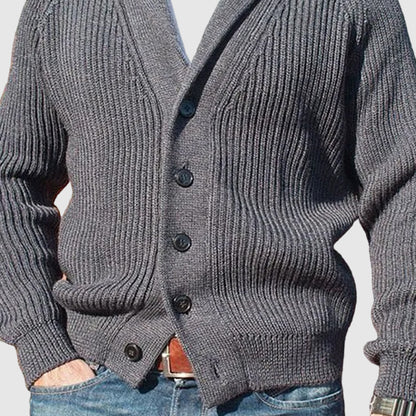 Men's Casual Breasted Lapel Long Sleeve Knit Cardigan