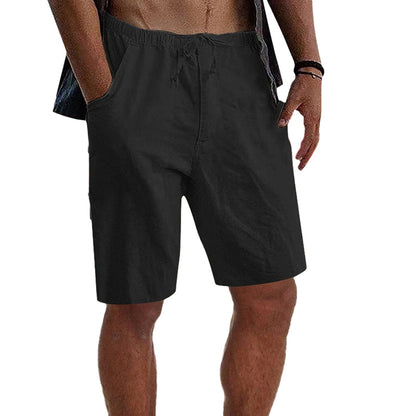 Men's Solid Color Cotton Linen Shorts Loose Outdoor Casual Pants