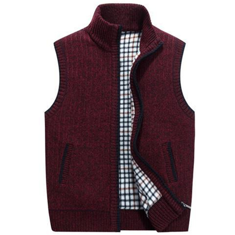 Men's autumn and winter stand collar knitted vest jacket