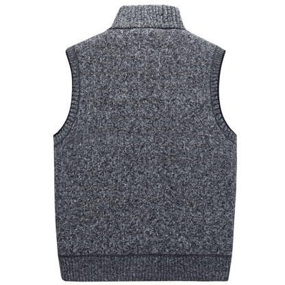 Men's autumn and winter stand collar knitted vest jacket