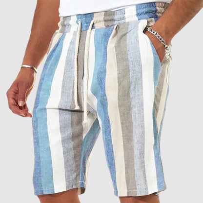 Men's Vacation Striped Linen Cotton Shorts