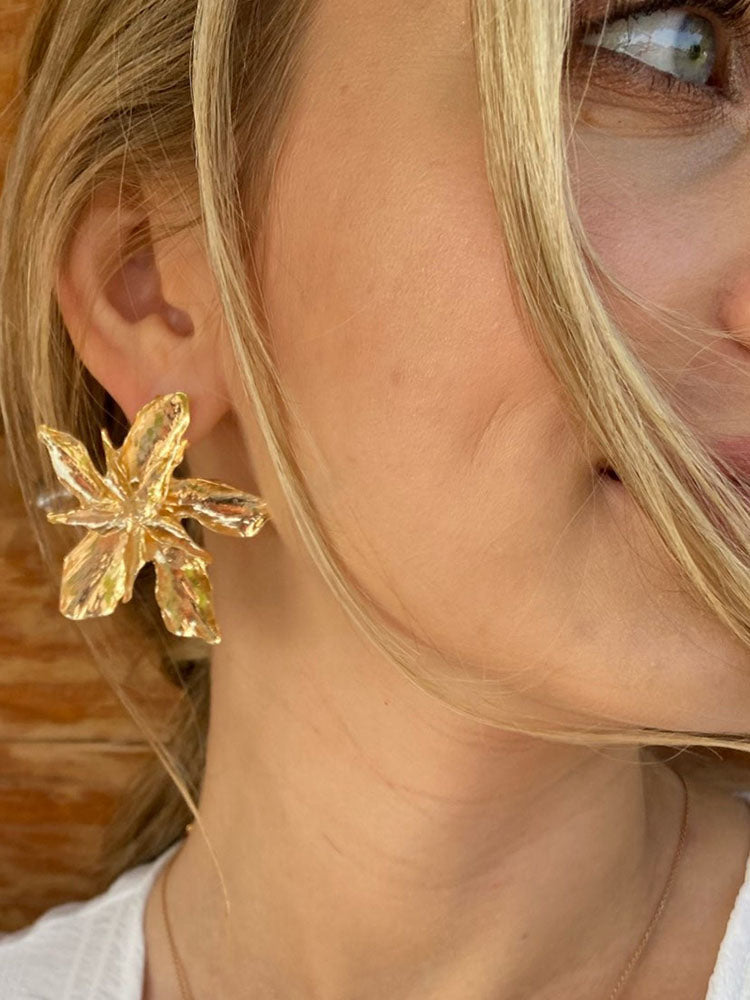 Women's Gold Flower Drop Dangle Earring