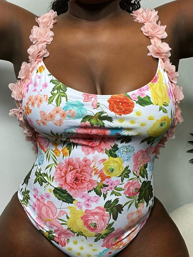 Floral Strap Swimsuit Set