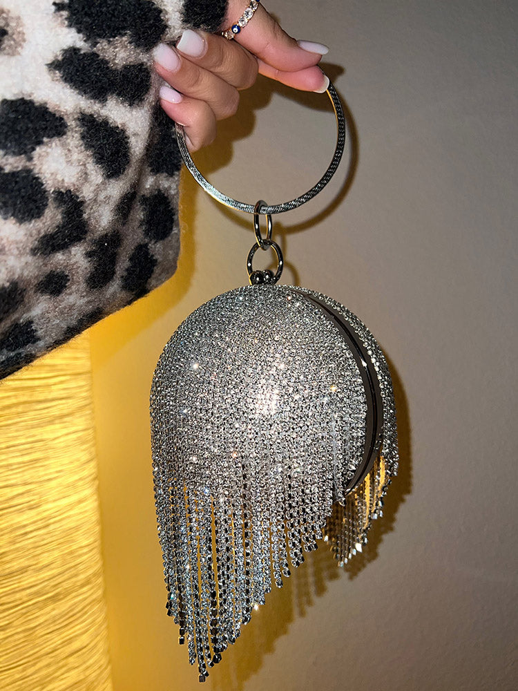 Women's Rhinestone Tassel Evening Clutch