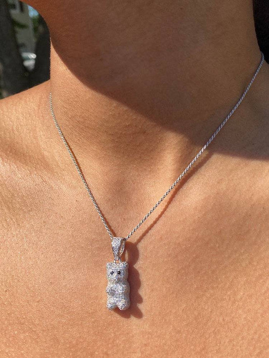 Women's Crystal Bear Necklace