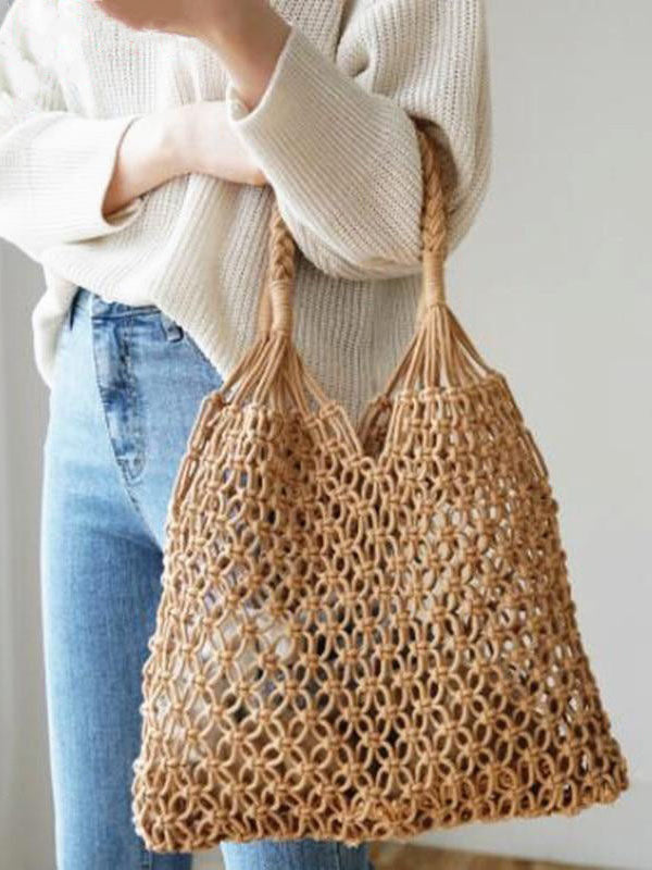 Women's Rope Weaving Hollow Tote