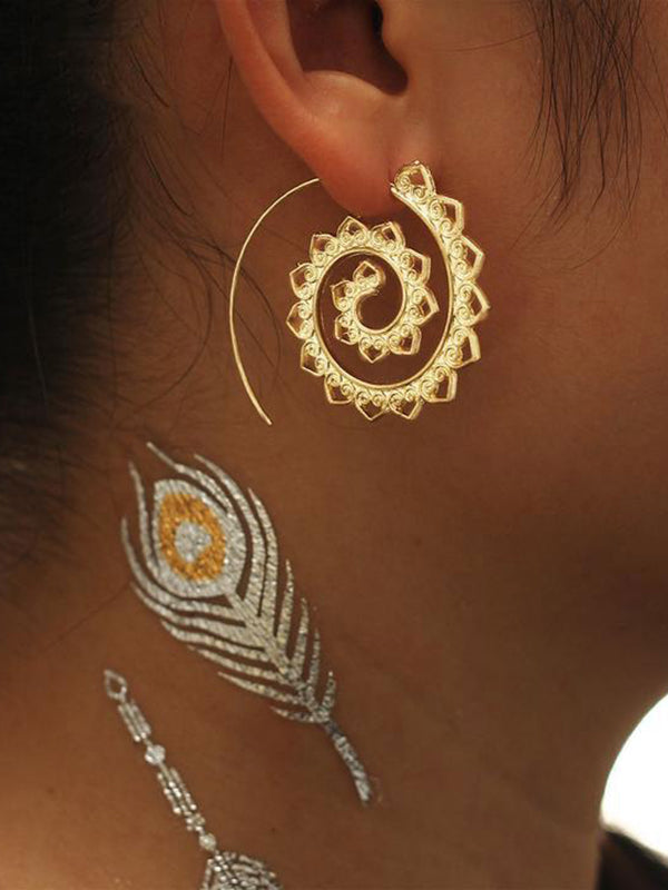 Women's Retro Swirl Hoop Earrings