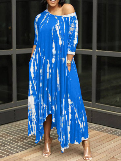 Tie Dye Print Irregular Dress