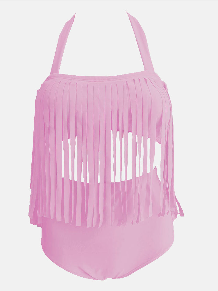 Halter Fringe Two Pieces Swimsuit